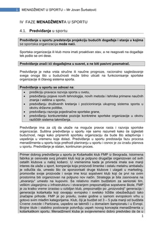 IV Faze menadzmenta u sportu