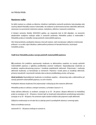 Metodička praksa razvoja matematičkih pojmova