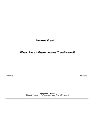 Uloga lidera u organizacionoj transformaciji