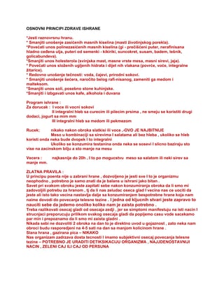 Osnovni princip zdrave hrane