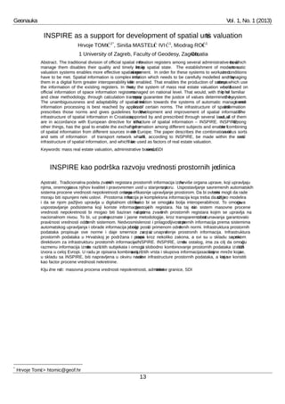 INSPIRE kao podrška razvoju vrednosti prostornih jedinica