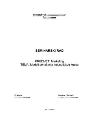 Modeli ponašanja industrijskog kupca
