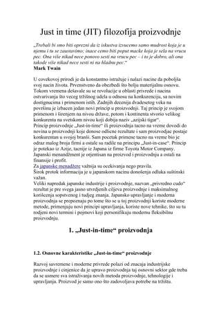 Just in time filozofija proizvodnje