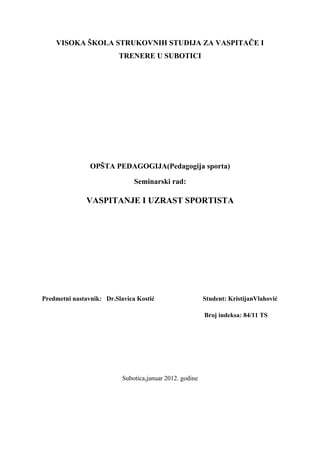 Vaspitanje i uzrast sportista