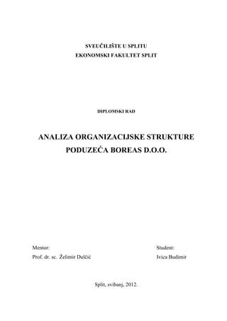 Analiza organizacione strukture preduzeća Boras D.O.O.