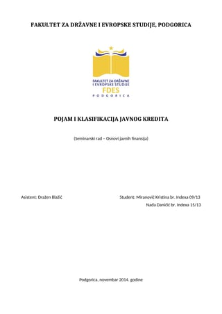 Klasifikacija javnih prihoda