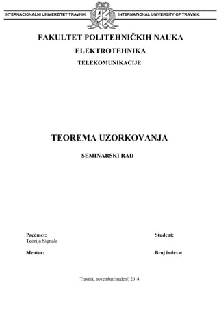 Teorema uzorkovanja