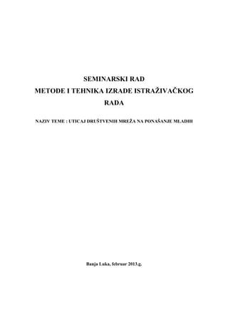 Uticaj društvenih mreža na ponašanje mladih