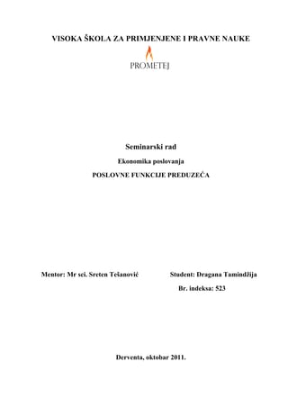 Poslovne funkcije preduzeca