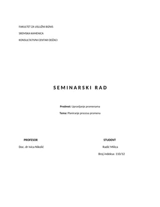 Planiranje procesa promena