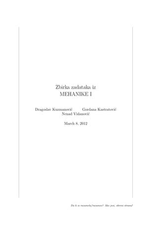 Zbirka zadataka iz Mehanike 1