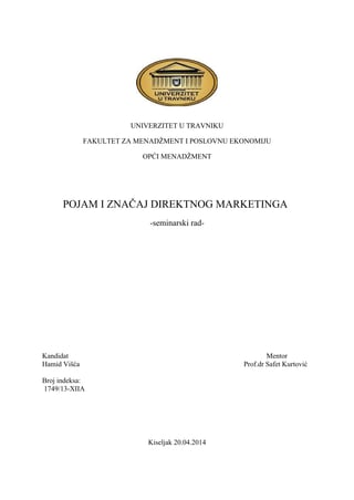 Pojam i značaj direktnog marketinga