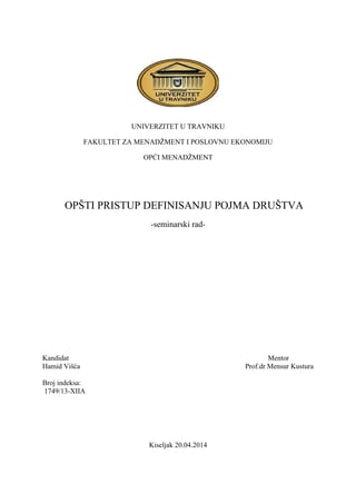 Opšti pristup definisanju pojma društva