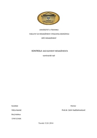 Kontrola kao element menadžmenta