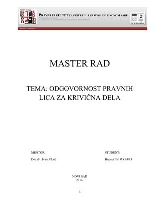 Odgovornost pravnih lica za krivicna dela