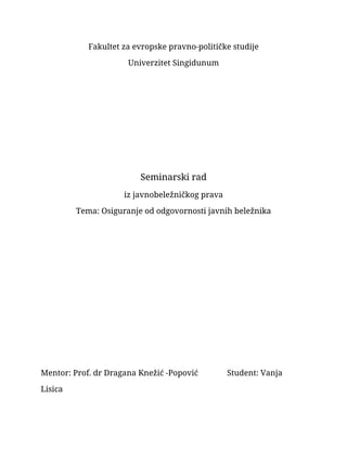 Osiguranje od odgovornosti javnih beležnika