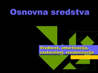 Osnovna sredstva – Vrednost, amortizacija, zastarelost, revalorizacija