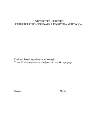 Proizvodnja vestackih djubriva i izvori zagadjenja