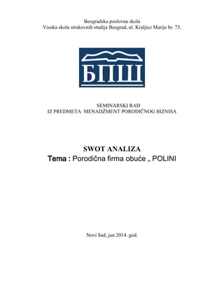 Swot analiza – Porodična firma obuće “POLINI”