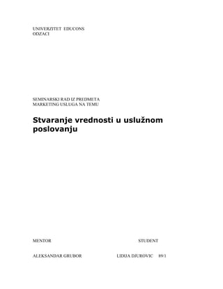 Stvaranje vrednosti u uslužnom poslovanju