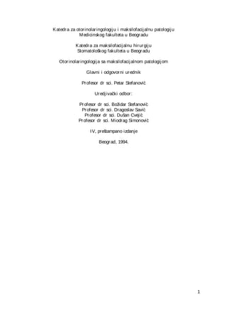 Otorinolaringologija sa maksilofacijalnom patologijom