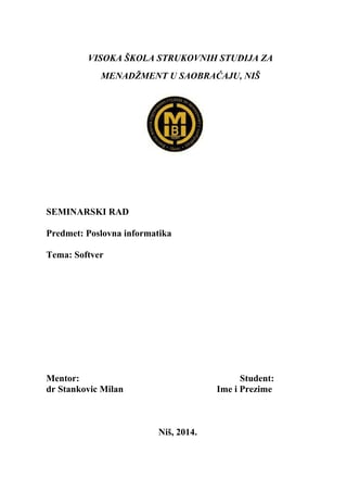 Softver: podela i funkcije