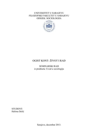 Ogist Kont – Život i rad