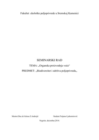 Organska proizvodnja voća