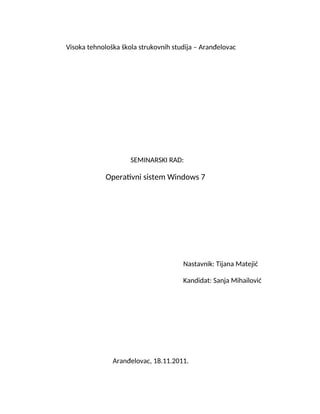 Operativni sistem Windows 7