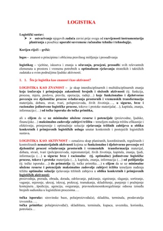 Logistika: definicije i koncepti