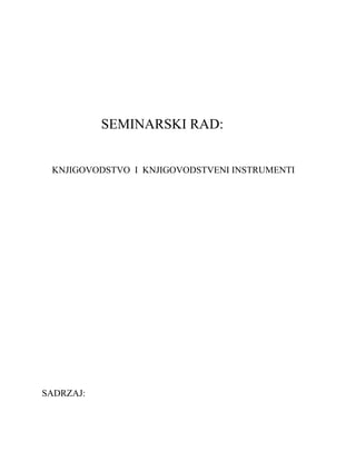 Knjigovodstvo i knjigovodstveni instrumenti