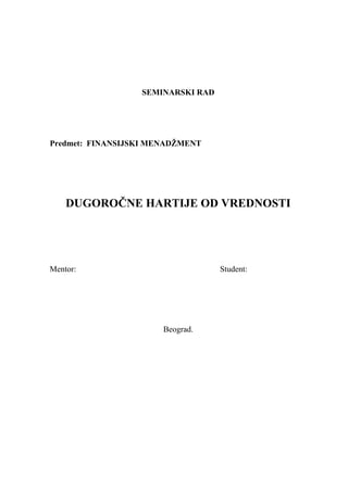 Dugoročne hartije od vrednosti