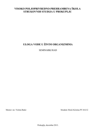 Uloga vode u živim organizmima