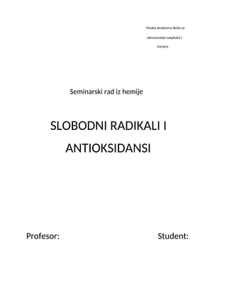 Antioksidansi i slobodni radikali