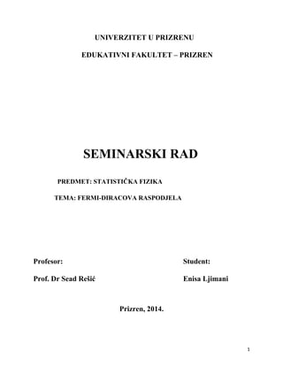 Fermi Diracova raspodjela