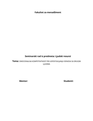Emocionalna kompetetnost pri uspostavljanju odnosa sa drugim ljudima