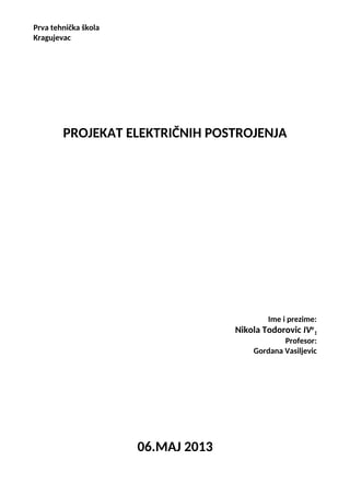 Projekat električnih postrojenja