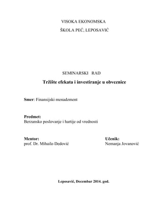 Tržište efekata i investiranje u obveznice