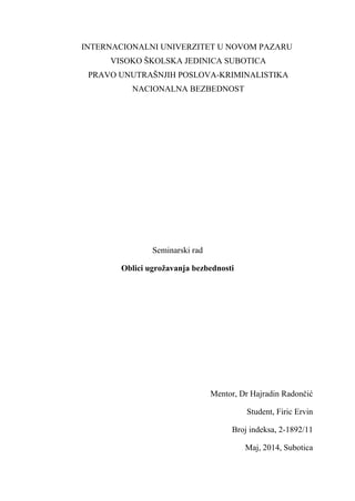 Oblici ugrozavanja bezbednosti