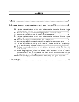 Obligaciono pravo – Naknada nematerijalne stete