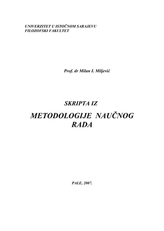 Metodologija naučnoistraživačkog rada