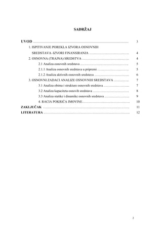 Analiza osnovnih sredstava