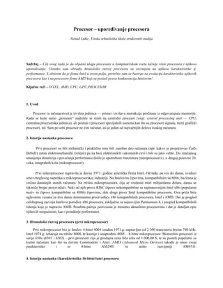 Procesor – upoređivanje procesora