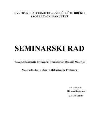 Mehanizacija pretovara opasnih materija