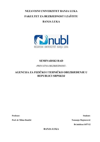 Agencija za fizičko i tehničko obezbjeđenje u Republici Srpskoj