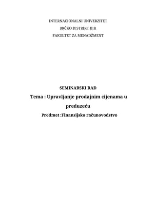 Upravljanje prodajnim cijenama u preduzeću