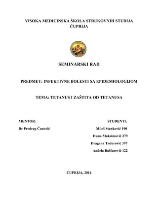 Tetanus i zaštita od tetanusa