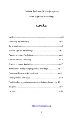 Ugovor o franšizingu