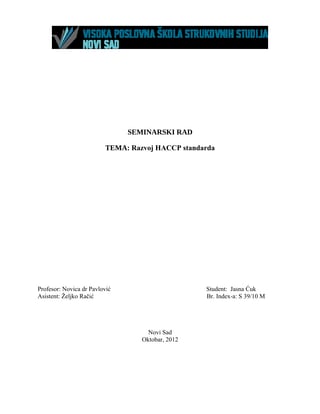 Razvoj HACCP standarda