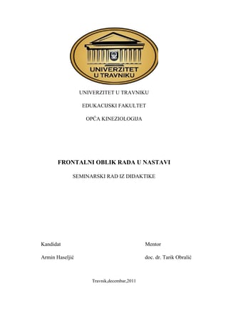 Frontalni oblik rada u nastavi